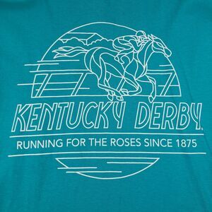 Kentucky Derby TShirt Unisex Blue Teal Size 2XL Horse Racing Running for Roses..